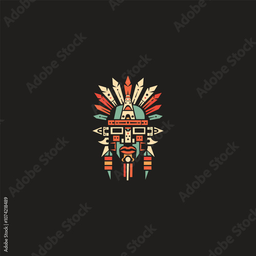 Ethnic mask tribal logo design modern vector