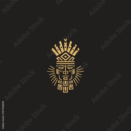 Ethnic mask tribal logo design modern vector