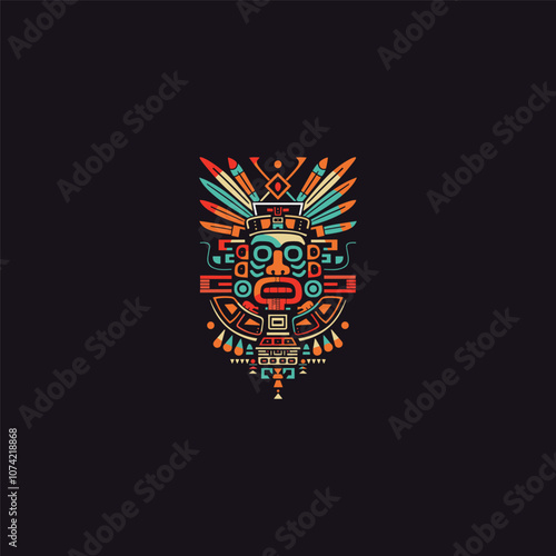 Ethnic mask tribal logo design modern vector