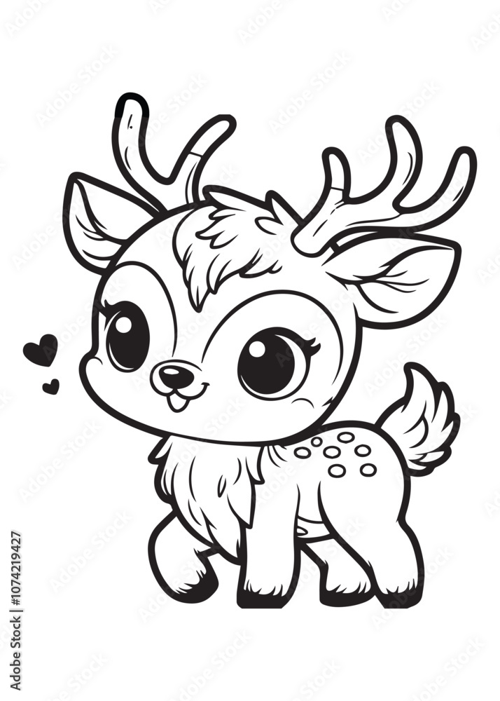 Naklejka premium Coloring page design cute baby deer
