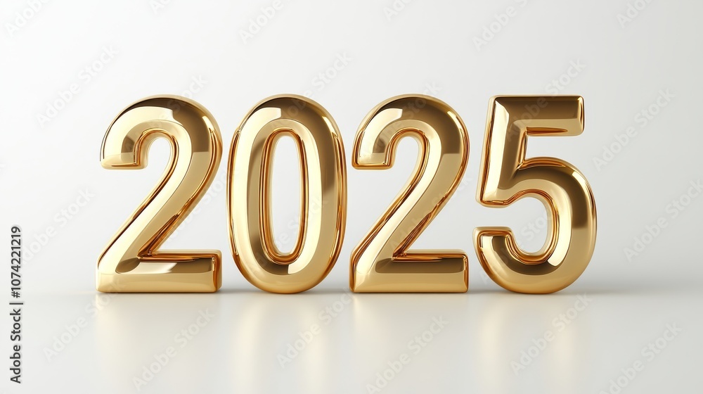 Elegant 3D golden 2025 numbers on a clean white background, symbolizing the upcoming new year Elegant 3D golden 2025 numbers on a clean white background, symbolizing the upcoming new year
