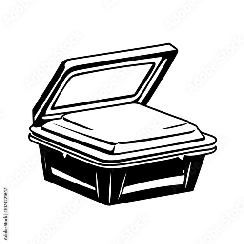 Styrofoam Container Opened Vector Logo