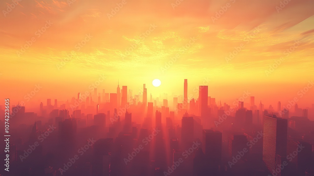A sunrise casting light over a city skyline, symbolizing the hope, potential, and fresh energy of a new beginning A sunrise casting light over a city skyline, symbolizing the hope, potential, and fresh energy of a new beginning