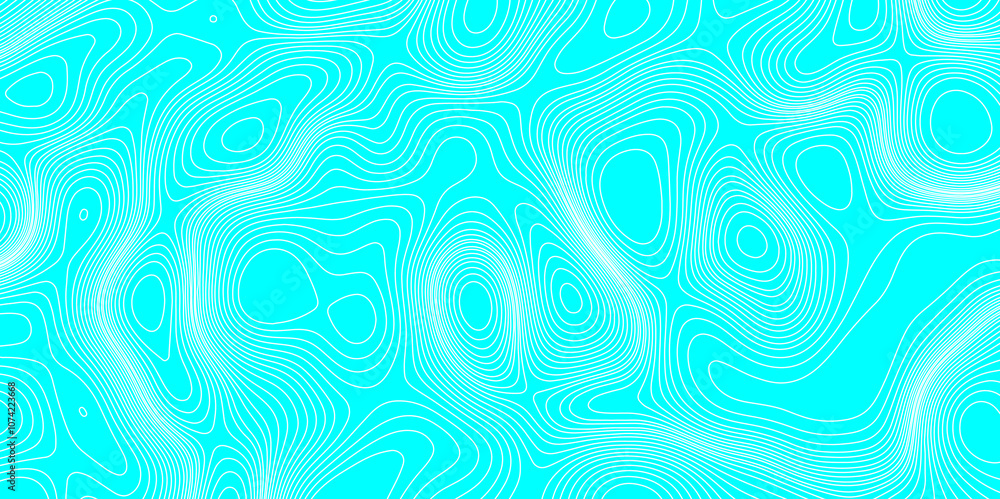 Contour maps vector illustration geometric white wave curve lines texture cyan background, luxury topographic wavy pattern and geographic grid map design mountain relief abstract lines background. Contour maps vector illustration geometric white wave curve lines texture cyan background, luxury topographic wavy pattern and geographic grid map design mountain relief abstract lines background.
