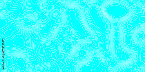 Contour maps vector illustration geometric white wave curve lines texture cyan background, luxury topographic wavy pattern and geographic grid map design mountain relief abstract lines background.