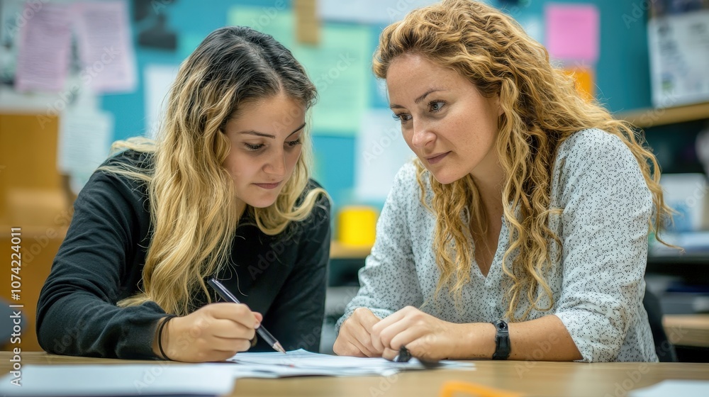 A teacher providing one-on-one tutoring to a student, guiding them through complex problems and helping them understand a challenging topic in-depth A teacher providing one-on-one tutoring to a student, guiding them through complex problems and helping them understand a challenging topic in-depth