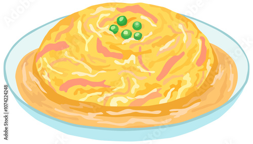 天津飯のイラスト 中華料理 ベクター素材