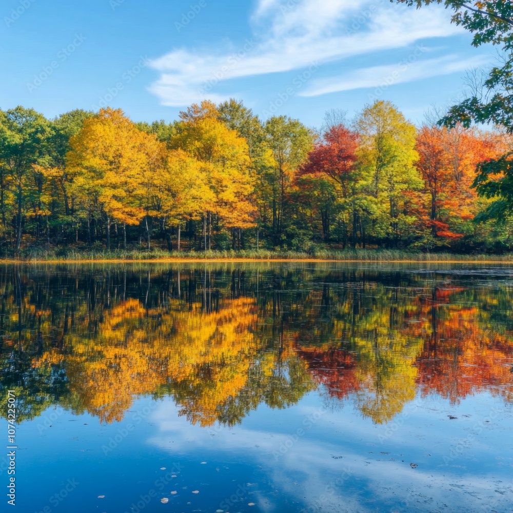 Autumn Trees Reflecting in a Still Lake Autumn Trees Reflecting in a Still Lake
