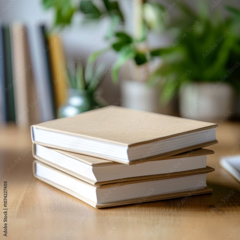 Three Books Stacked on a Wooden Table Three Books Stacked on a Wooden Table