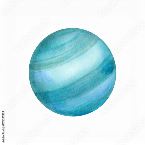 hand drawn watercolor Uranus, isolated on white