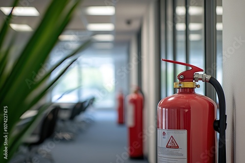Wallpaper Mural Red fire extinguisher mounted on wall in office. Torontodigital.ca
