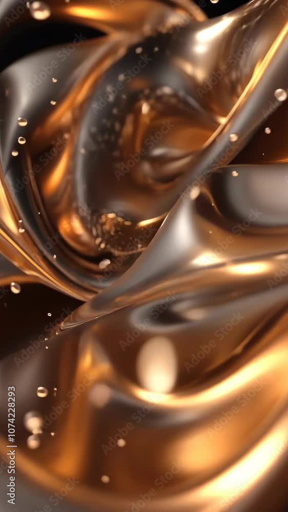 Golden and silver liquid swirl in a mesmerizing pattern, creating a dynamic visual effect