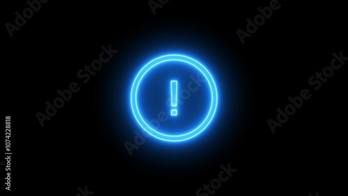 Neon warning sign icon illustration.