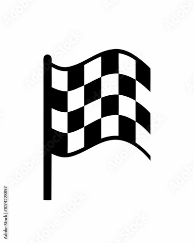 Chequered Flag sign vector silhouette black illustration on a white background