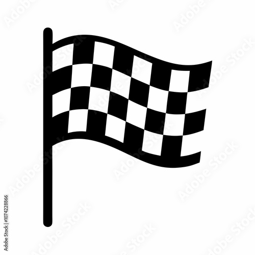 Chequered Flag sign vector silhouette black illustration on a white background