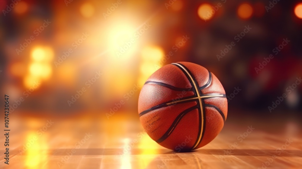 Basketball on Court with Blurred Background Basketball on Court with Blurred Background