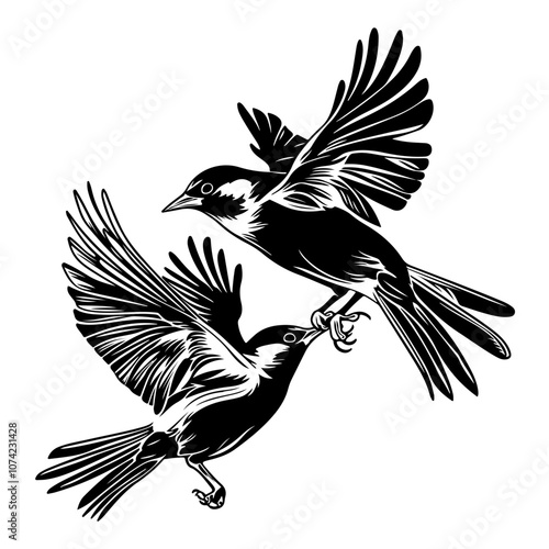 Two birds flying and facing each other Vector Logo