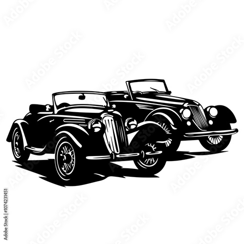 Two classic cars Vector Logo