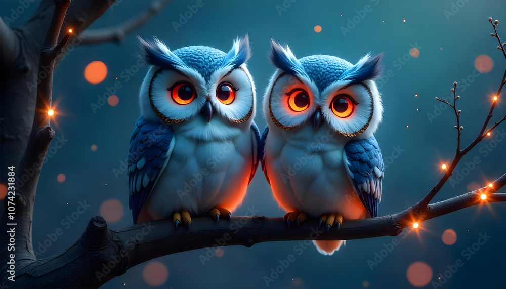 blue toned owls starry night sky blue toned owls starry night sky
