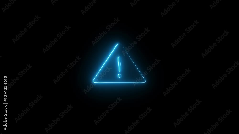 Neon warning attention icon animation. Neon warning attention icon animation.