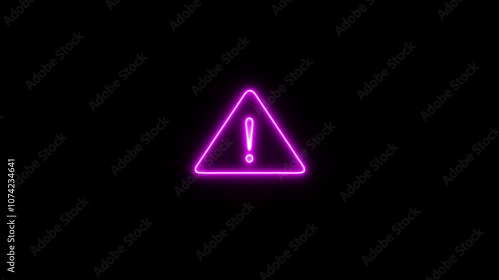 Neon warning attention icon animation. Neon warning attention icon animation.