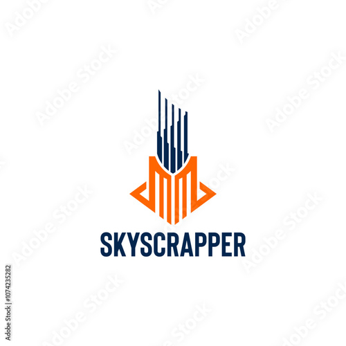 Concept logo for skyline building, tower, architecture and skyscrapper agency.