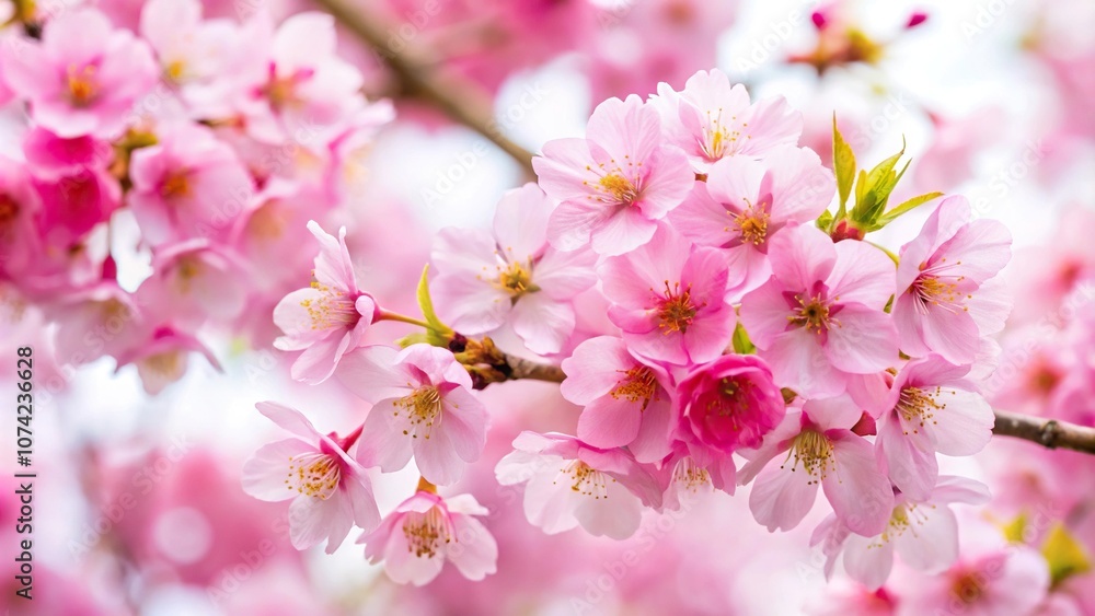 Close-up of pink cherry blossom in spring isolated on white background Close-up of pink cherry blossom in spring isolated on white background