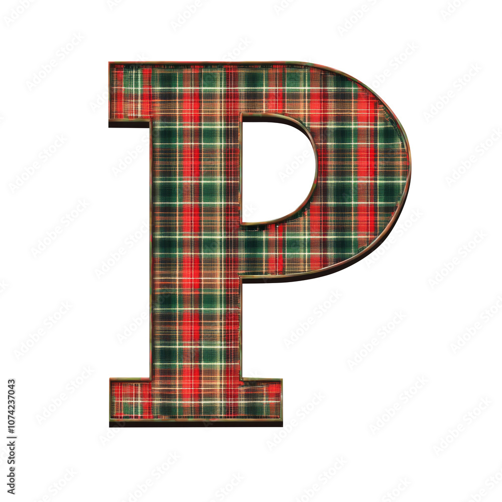 red green christmas style P alphabet Realistic 3D on white background. red green christmas style P alphabet Realistic 3D on white background.