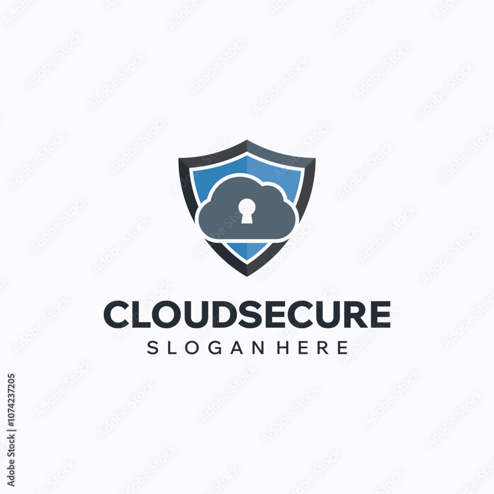 Cloud privacy logo design template. Software security and protection concept. Creative vector symbol.