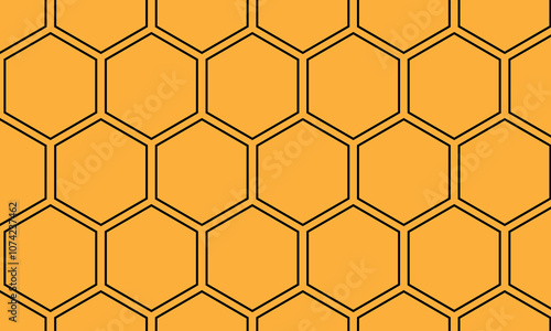 abstract geometric outline hexagon pattern on orange.