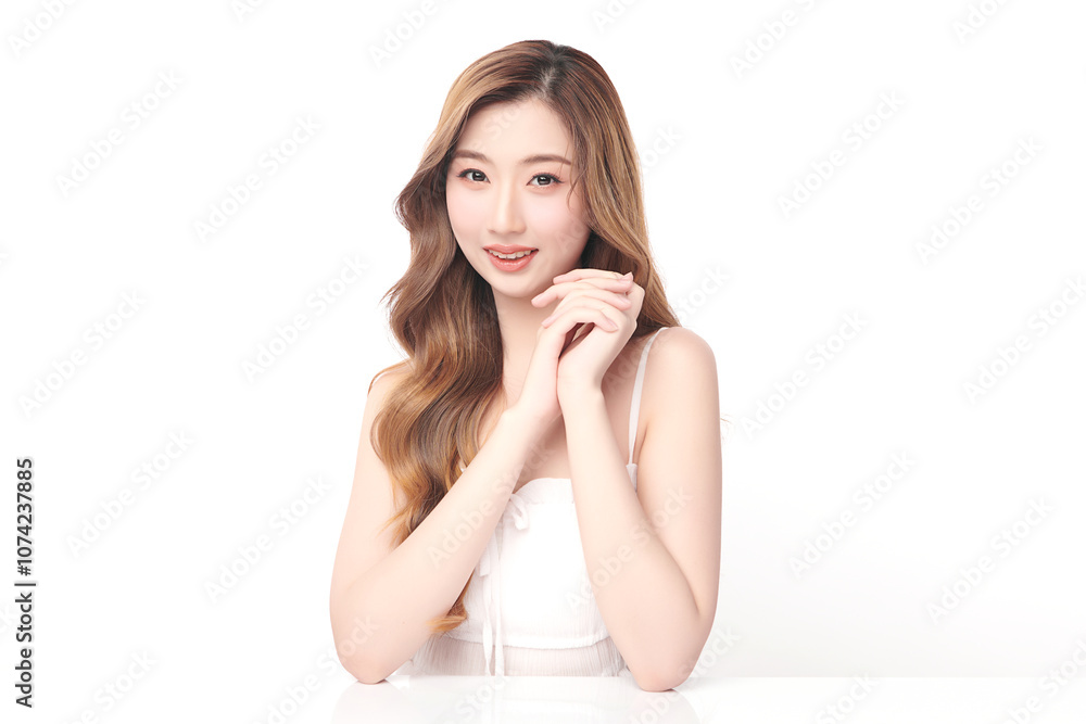 Beautiful young asian woman with clean fresh skin on white background, Face care, Facial treatment, Cosmetology, beauty and spa, Asian women portrait. Beautiful young asian woman with clean fresh skin on white background, Face care, Facial treatment, Cosmetology, beauty and spa, Asian women portrait.