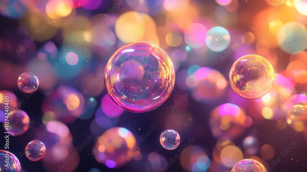Glowing Rainbow Bubbles Abstract Background Glowing Rainbow Bubbles Abstract Background