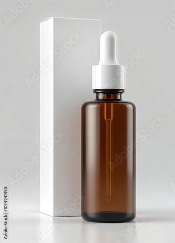 Refined Simplicity: Amber Dropper Bottle with Minimalist Packaging