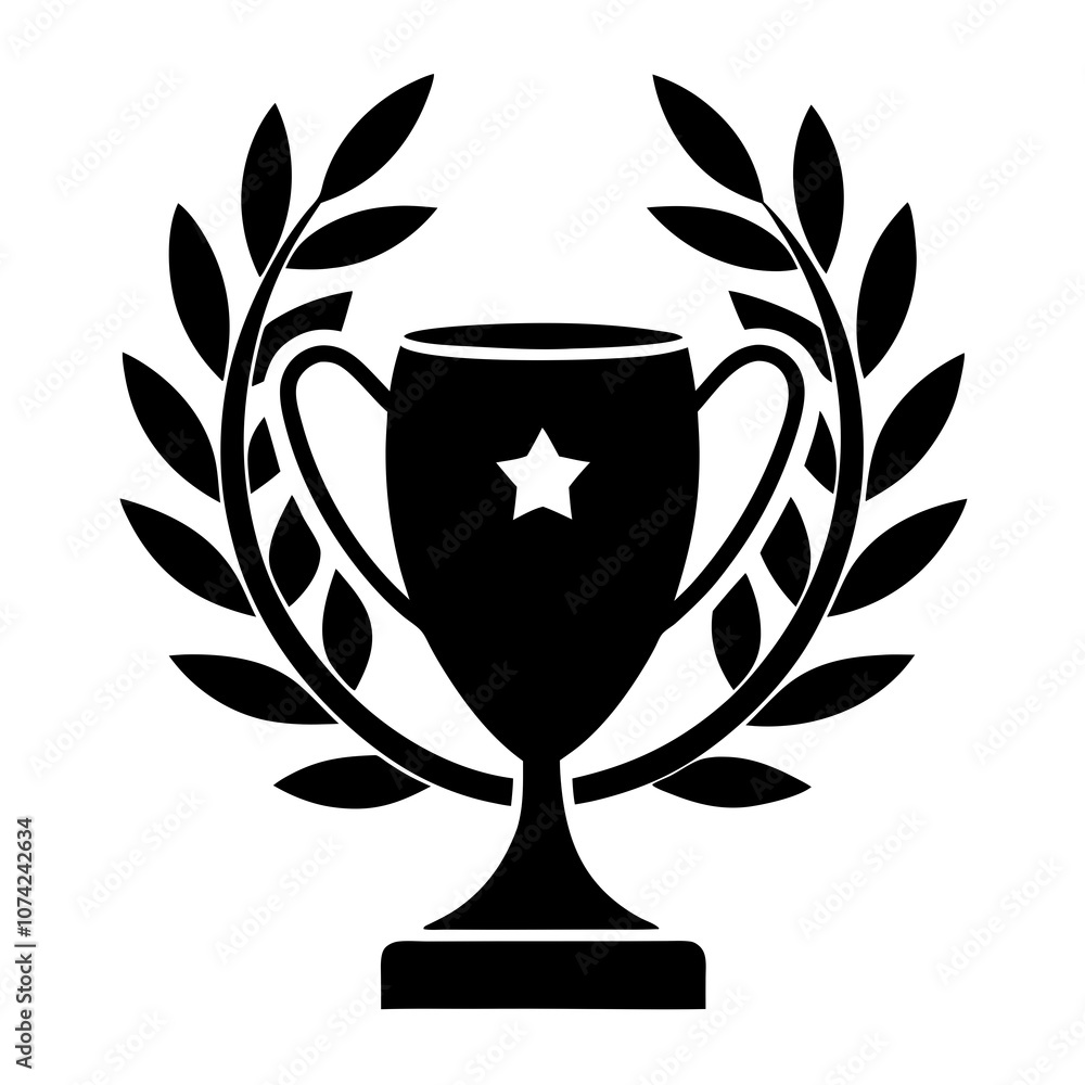 Trophy with laurel wreath vector illustration Trophy with laurel wreath vector illustration