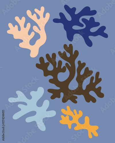 colorful contemporary silhouette of sea coral