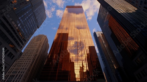 Wallpaper Mural A Golden Skyscraper Reflecting the Sunset in a Cityscape Torontodigital.ca