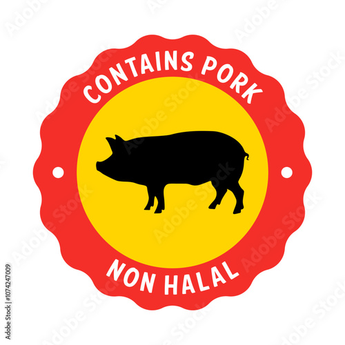 Vector Contains Pork Non Halal Badge Label