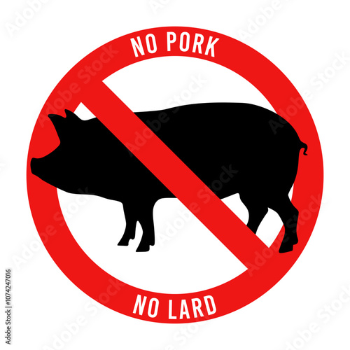 Vector No Pork or No Lard Sign
