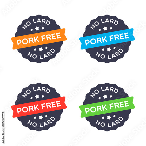 Vector Pork Free No Lard Star Badge Labels