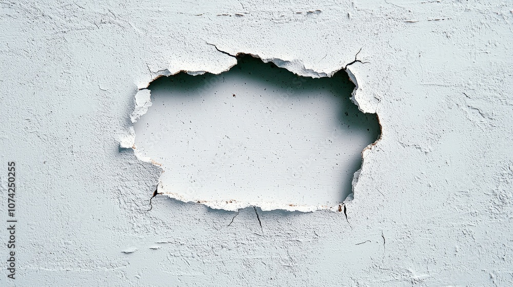 Abstract White Wall with Cracked Hole Texture Background Abstract White Wall with Cracked Hole Texture Background