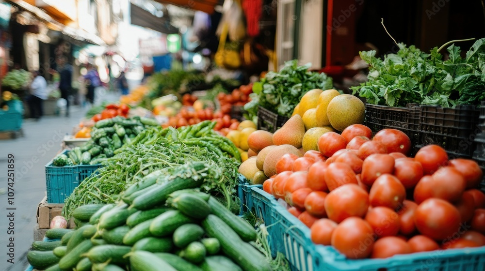 Fresh Produce Displayed at a Street Market Fresh Produce Displayed at a Street Market