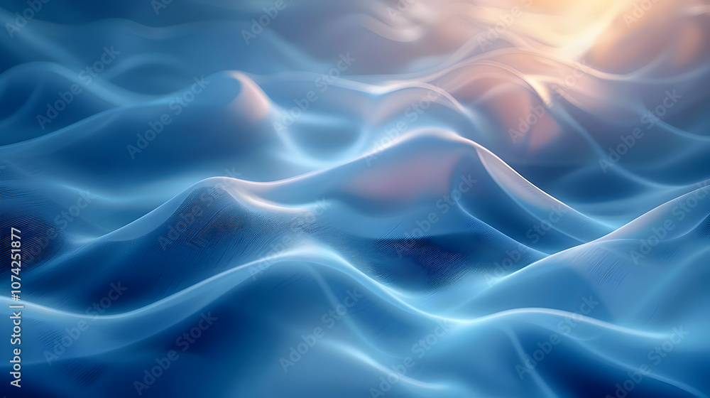 Abstract Blue Wavy Background - 3D Render Abstract Blue Wavy Background - 3D Render