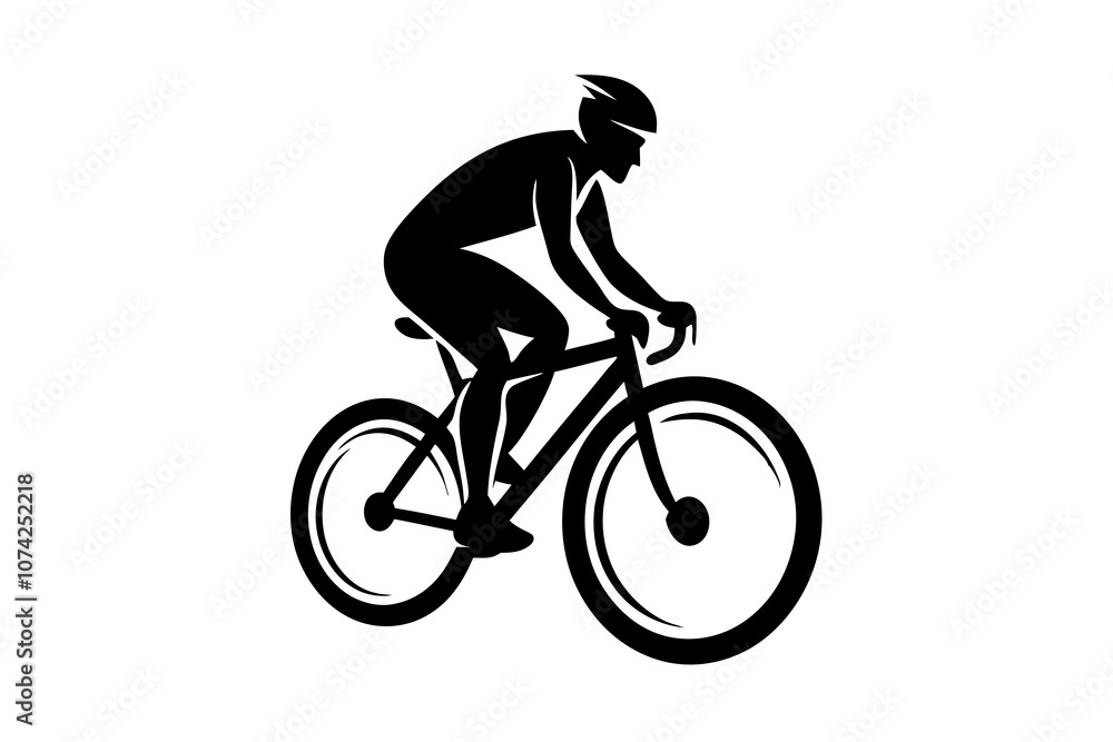 Obraz premium A bicycle riding bike cyclist in silhouette vector logo.