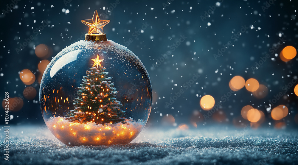 A Christmas ball with a Christmas tree in the middle, created using Generative AI technology. A Christmas ball with a Christmas tree in the middle, created using Generative AI technology.
