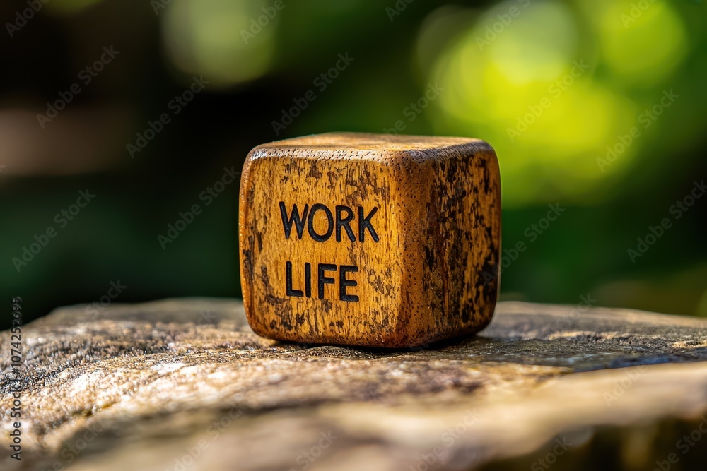 A wooden block displays the words A wooden block displays the words