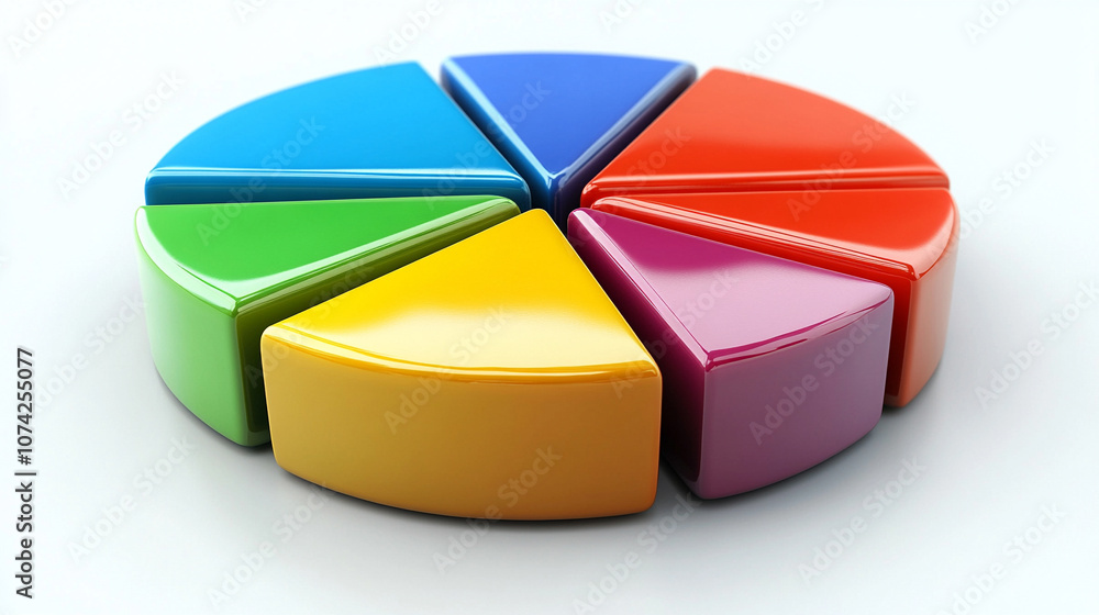Obraz premium pie chart, symbolizing data analysis, business strategy, and decision-making. The chart's vibrant colors and segmented design convey growth, balance, and financial insights