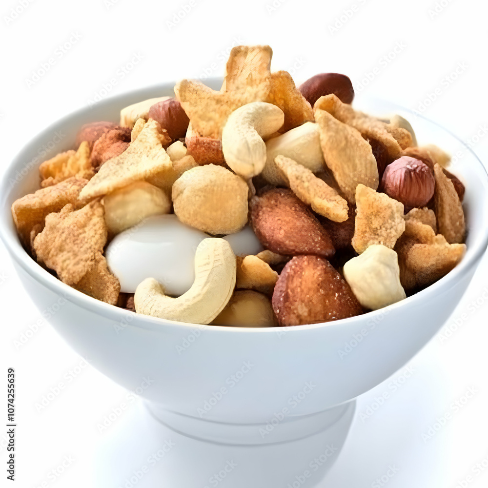 A healthy bowl of assorted nuts and snacks, perfect for a nutritious diet and snack time. A healthy bowl of assorted nuts and snacks, perfect for a nutritious diet and snack time.