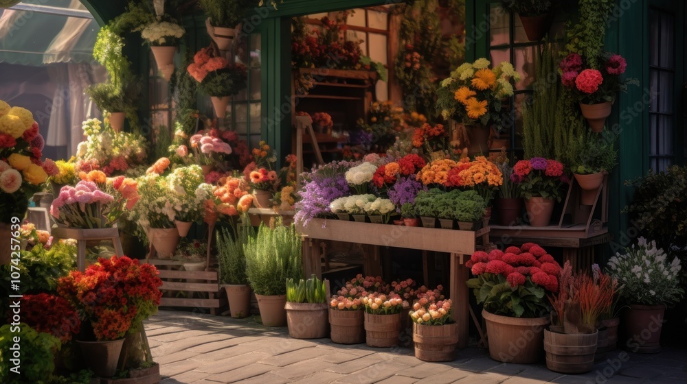 Fototapeta premium A Colorful Flower Shop Display