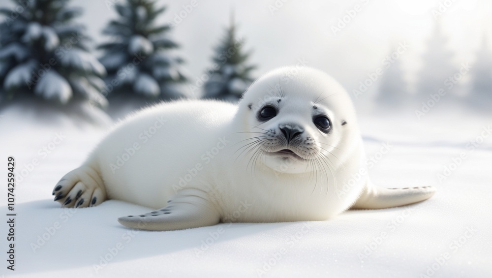 cute baby seal lying on white snow cute baby seal lying on white snow