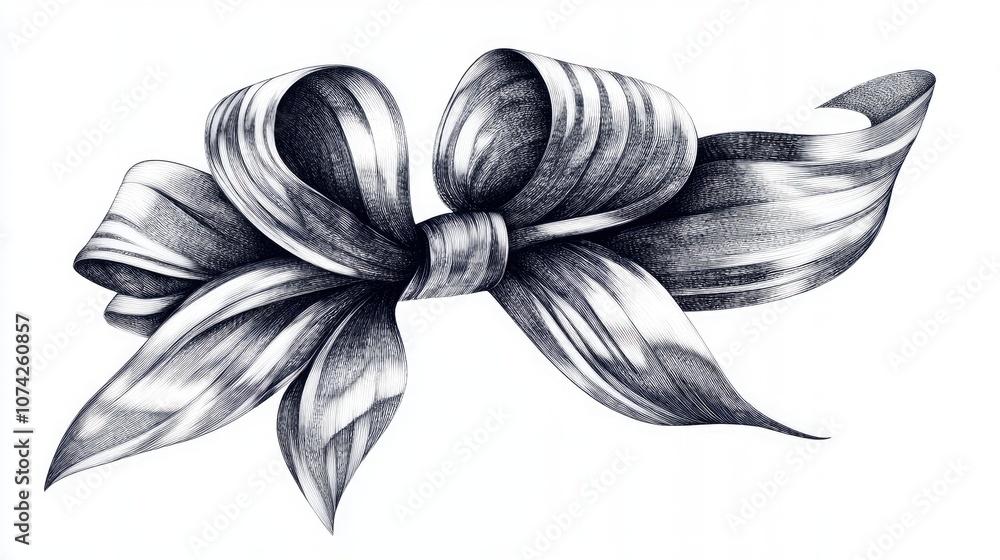 Naklejka premium Contour ribbon bow decoration design